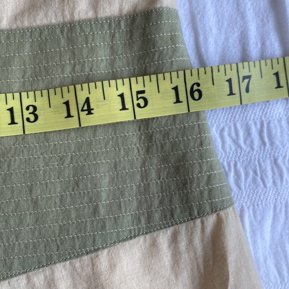 Made In Nepal cream coloured sleeveless dress/green button high neck closure. S - Picture 16 of 16